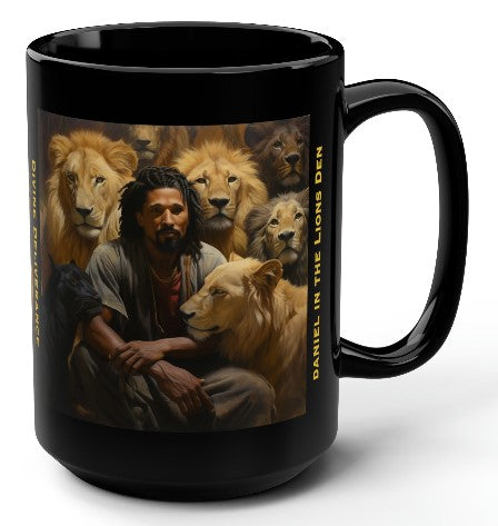 Daniel In the Lions Den - 15oz mug - black