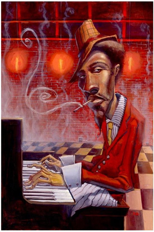 Jazz in Red Minor - 12x18 giclee on canvas - Justin Bua