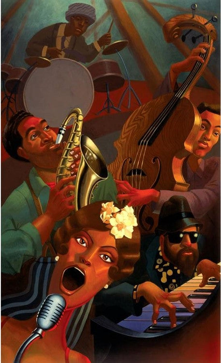 Jazz Quintet - 12x20 giclee on canvas - Justin Bua