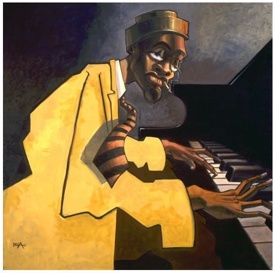 Piano Man I - 20x20 giclee on canvas - Justin Bua