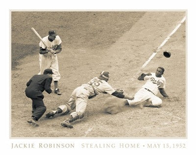 Jackie Robinson Stealing Home May 18 1952 - 22x28 - photo poster - Bettmann Archive