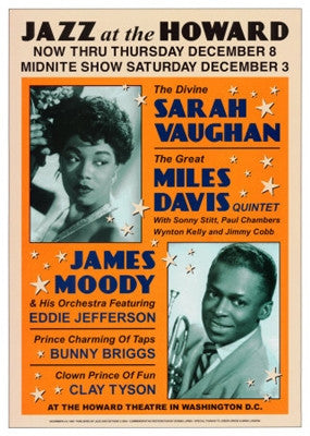 Sarah Vaughan And Miles Davis Jazz at the Howard 1960 - 24x17 - concert poster