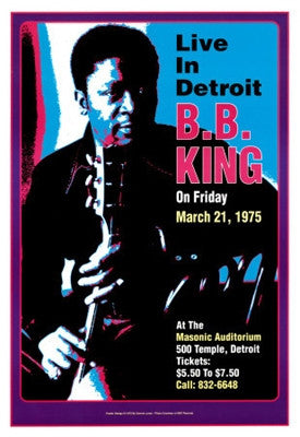 B.B. King Masonic Auditorium Live in Detroit 1974 - 19x13 - concert poster