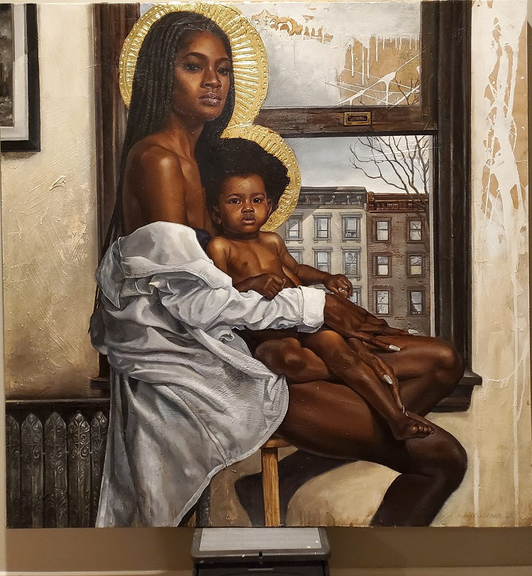 Madonna and Child on MLK Boulevard - giclee on canvas - WAK