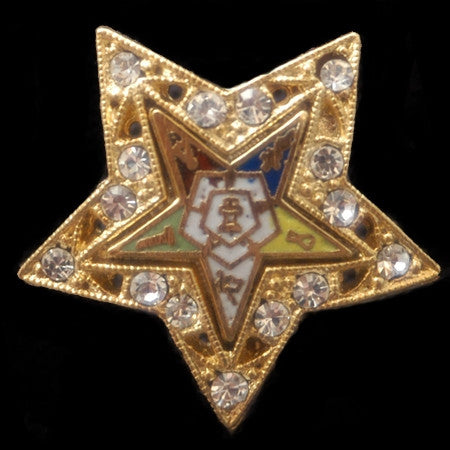 Eastern Star lapel pin - white jeweled