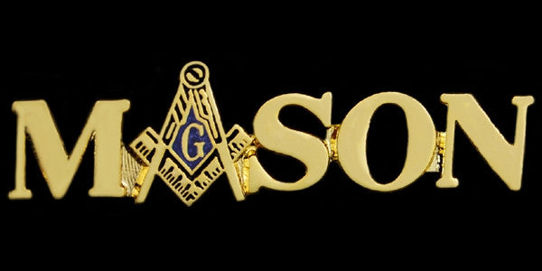 Mason lapel pin - polished gold plated - letter