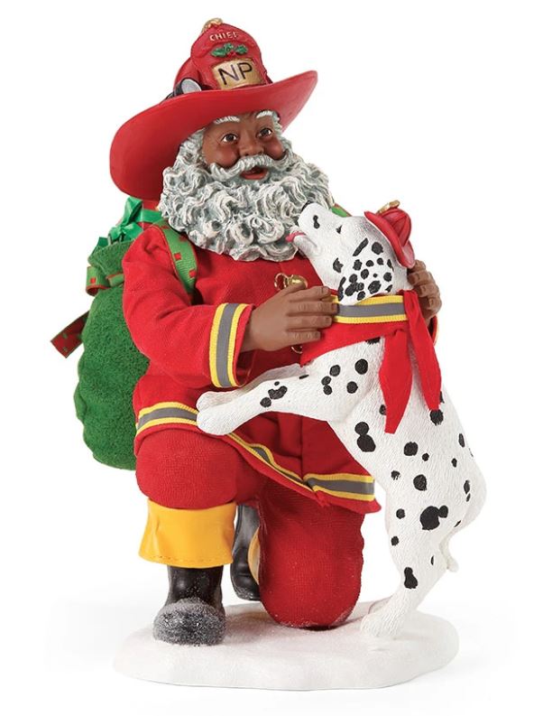 North Pole Fireman - African American Santa figurine