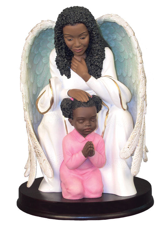 Praying Guardian with girl - figurine