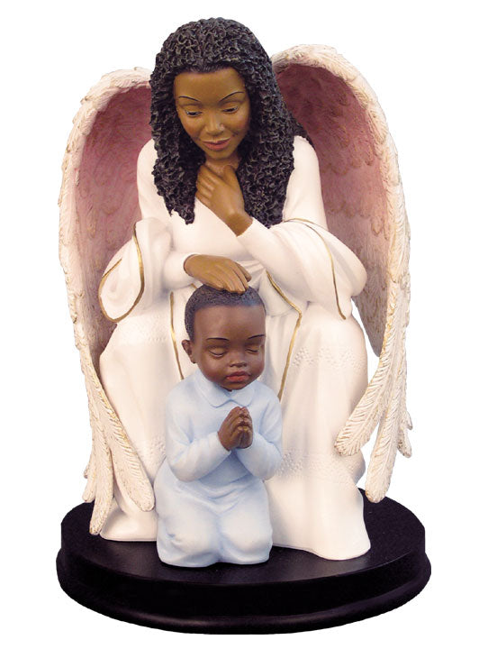 Praying Guardian with boy - figurine