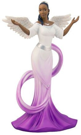 Graceful Angel with sash in purple - figurine