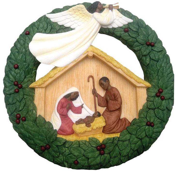 Nativity wreath plaque - figurine