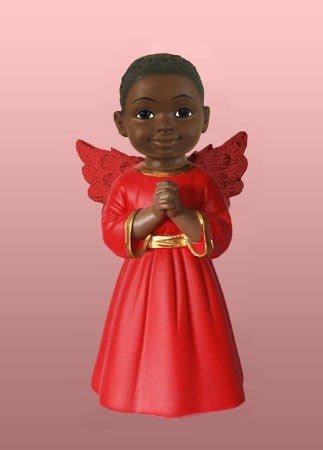 Cherub Angel - Prayer boy in red figurine