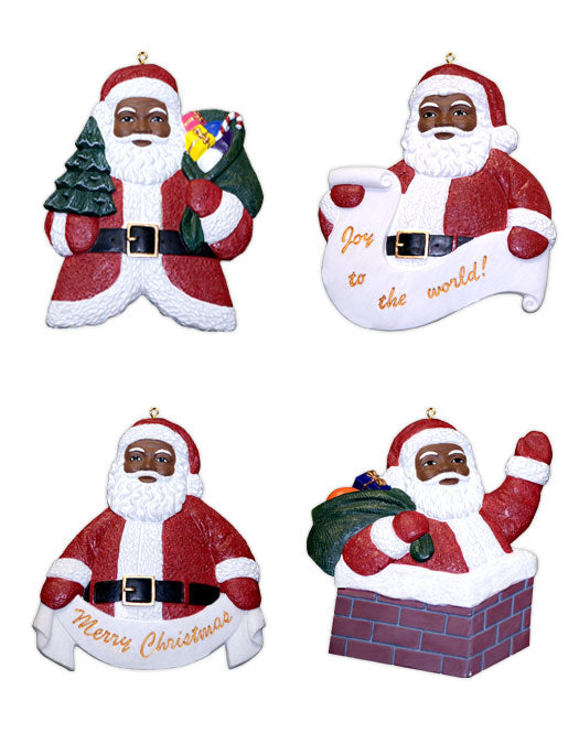 Santa Claus - flat ornaments - set of 4
