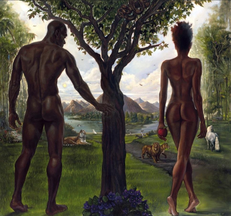 Adam and Eve - 48x48 - giclee on canvas - WAK