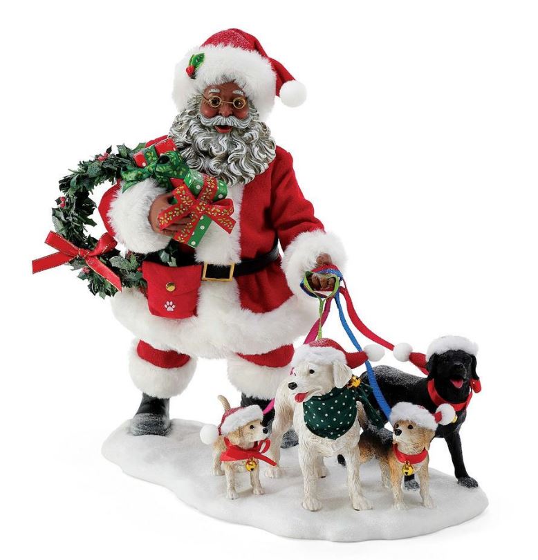 Dog Gone Good Time - African American Santa figurine