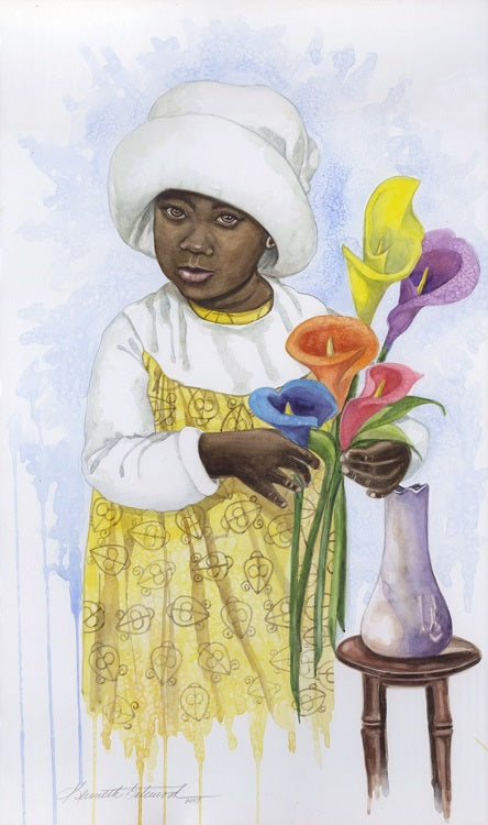 Girl With Lilies - 18x38 - limited edition giclee - Kenneth Gatewood