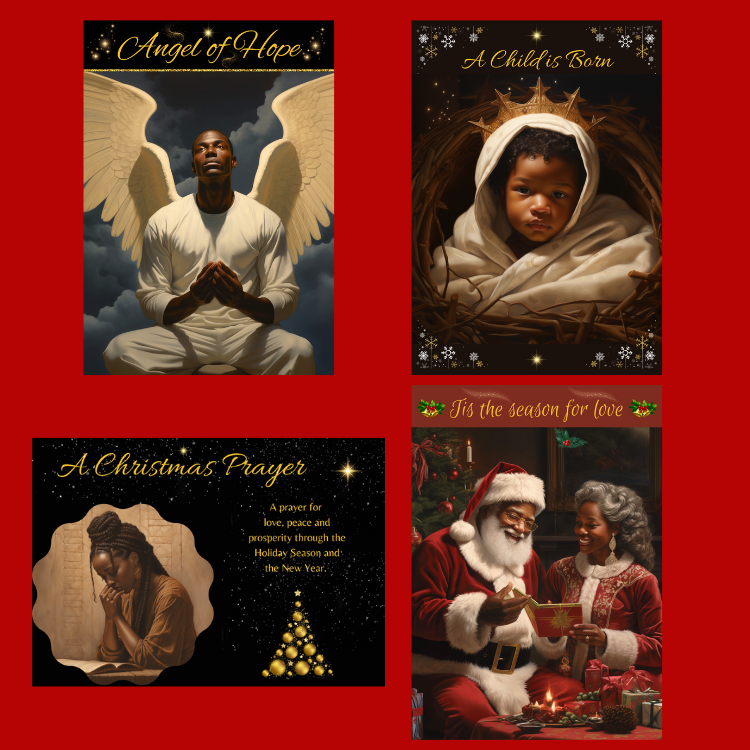 Designer African American Christmas Cards - assorted box - IABT-A202