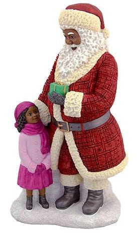 Santa Standing with girl (large) - resin figurine
