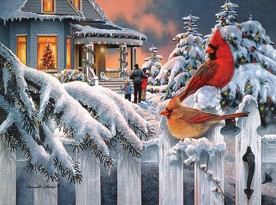 Cardinals at Home For Christmas - 1000 piece - jigsaw puzzle