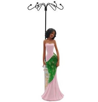 Elegant Lady jewelry holder figurine - pink dress