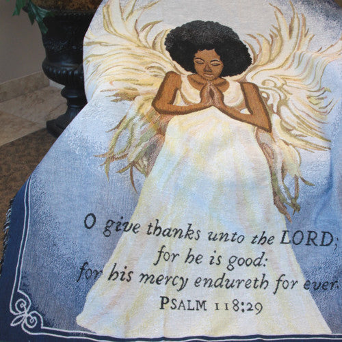 Afro Angel - tapestry throw