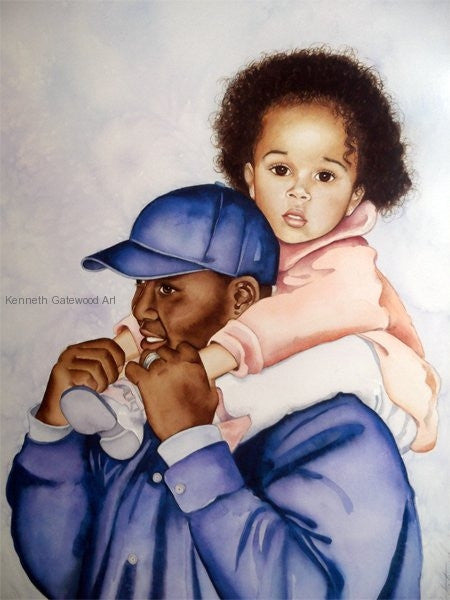 On Daddy's Shoulders - 21x17 - Limited Edition Print - Kenneth Gatewood