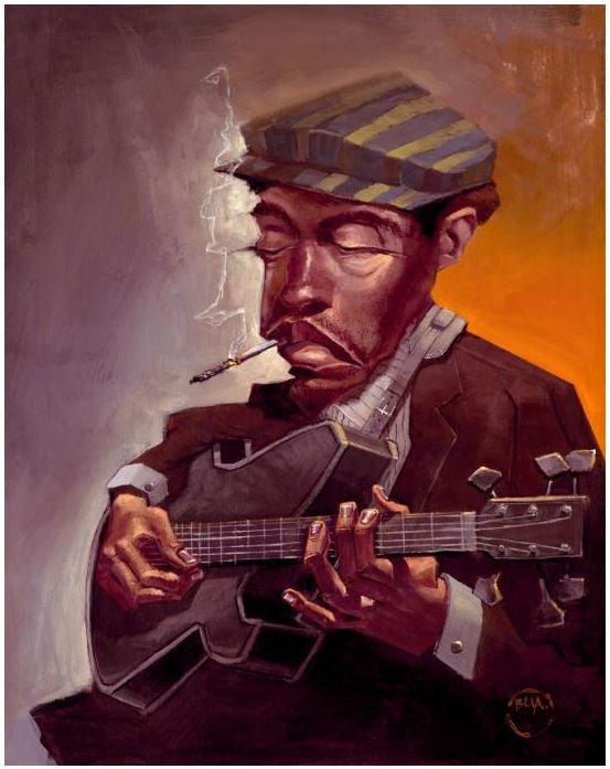 Blues Man - 14x18 giclee on canvas - Justin Bua