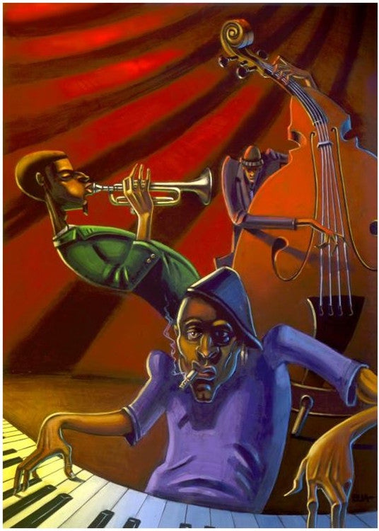 Jazz Trio - 12x18 giclee on canvas - Justin Bua