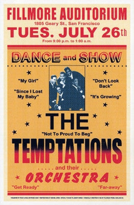 The Temptations Fillmore 1966 - 23x15 - concert poster