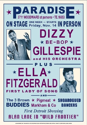 Dizzy Gillespie and Ella Fitzgerald Detroit 1947 - 24x17 - concert poster