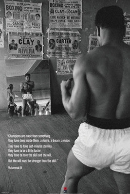 Muhammad Ali In Gym With Mirror - 36x24 - print - Anon