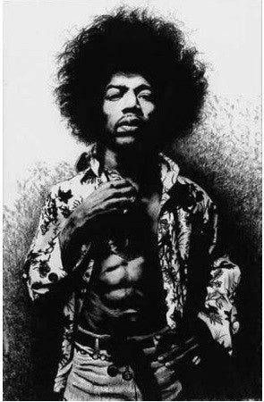 Black On White Jimi Hendrix - 20x34 limited edition giclee - Leonard Freeman