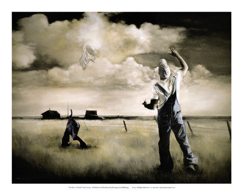 Two Men in a Field - 25x31 print - Edwin Lester