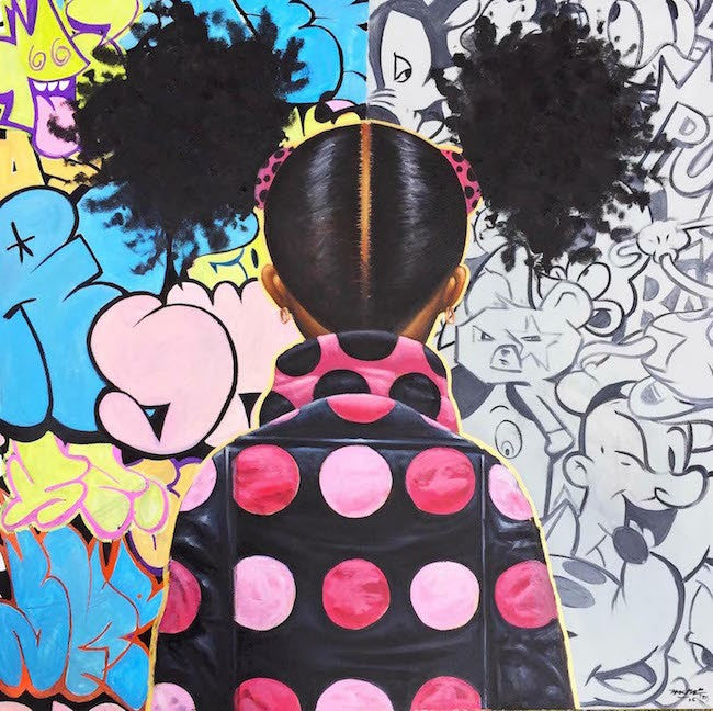 Graffiti Pop and Locs - 24x24 - giclee on canvas - Frank Morrison