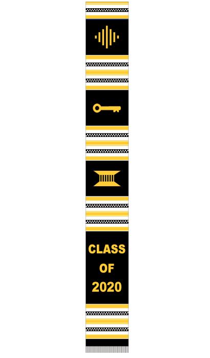 Class of 2020 stole - black white gold