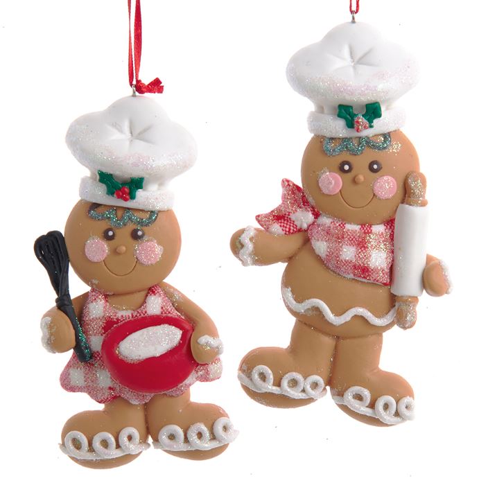 Gingerbread Baker ornaments - set of 2