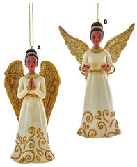 African American Ivory-Gold Angel Ornaments