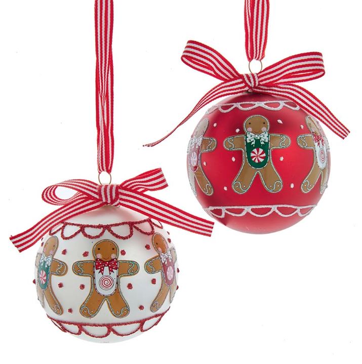 Gingerbread Glass Ball ornaments - set of 2