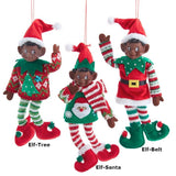 African American Elf Christmas Ornaments