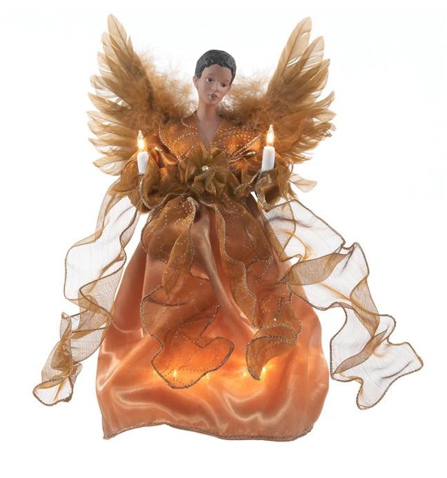 Angel Tree Topper - Gold with Feather Wings