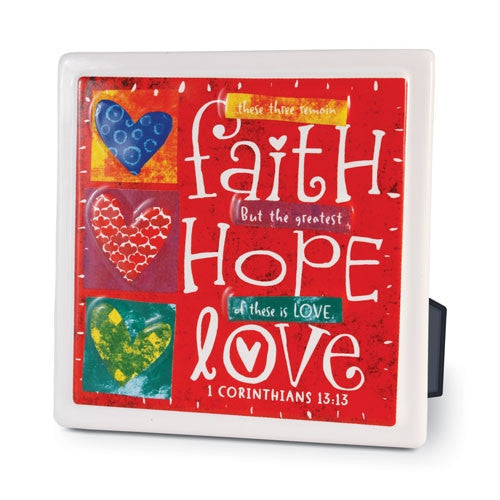 Color Block Series - Faith Hope Love plaque