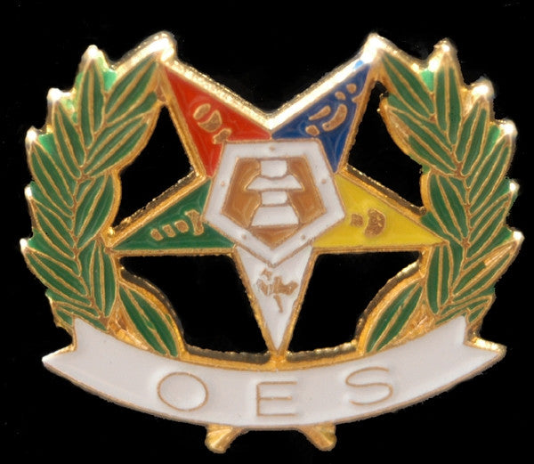 Eastern Star lapel pin - OES star and wreath
