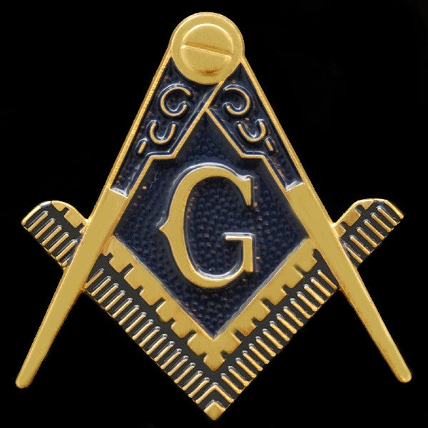 Mason car emblem - square and compass die-cut - gold