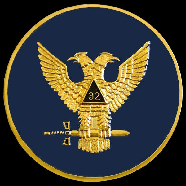 Masonic car emblem - 32 Degree wings up etched brass