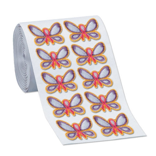 Embroidered Butterfly Stickers on a roll