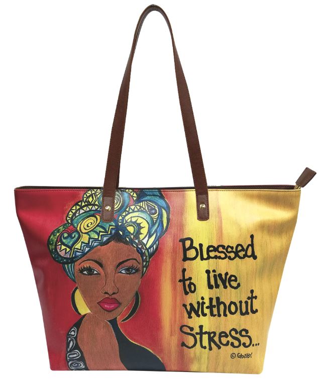 Blessed To Live Without Stress - bucket style handbag