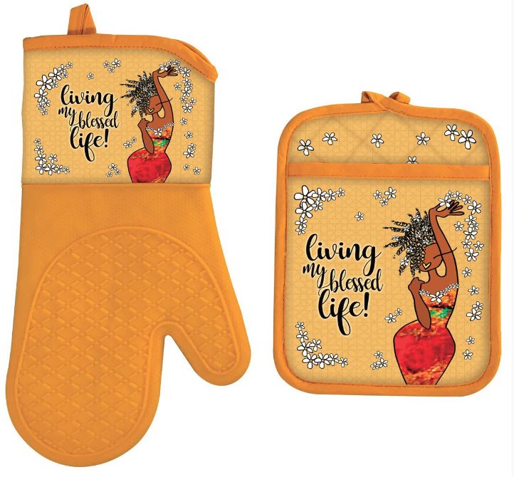 Living My Blessed Life - oven mitt - pot holder – It's A Black Thang.com