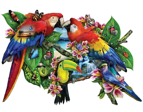 Parrots in Paradise 1000 piece - shaped jigsaw puzzle
