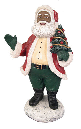 Santa Holding a Tree - resin figurine