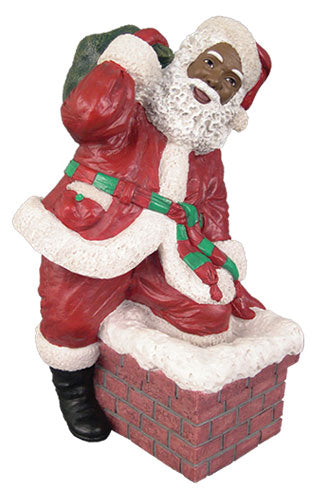 Santa in the Chimney - resin figurine